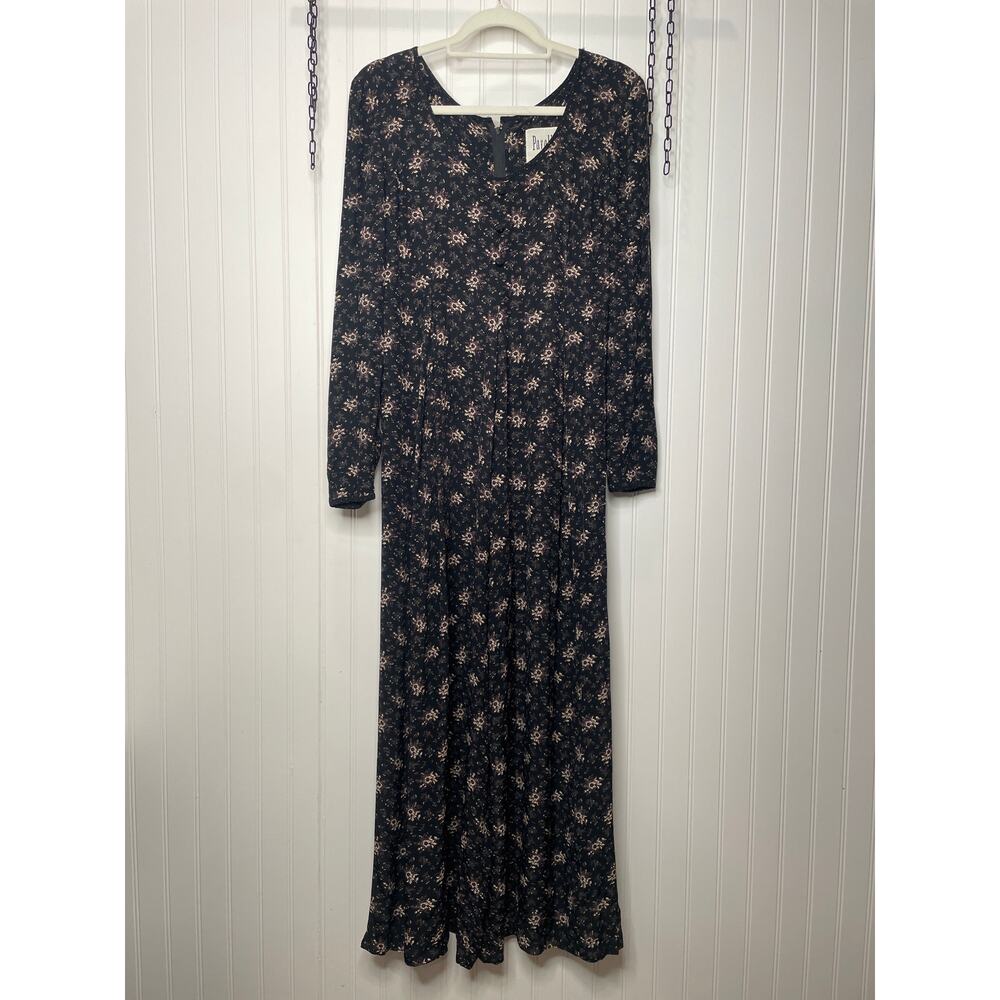 PARALLEL Black & Tan Floral Long Sleeve Wide Leg Jumpsuit Size 4